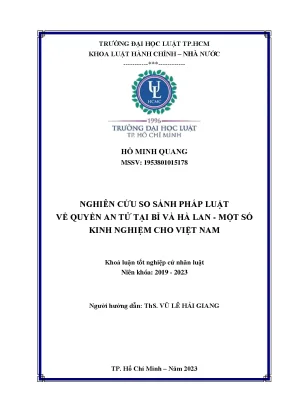 So Sánh Pháp Luật Về Quyền An Tử Tại Bỉ Và Hà Lan: Kinh 