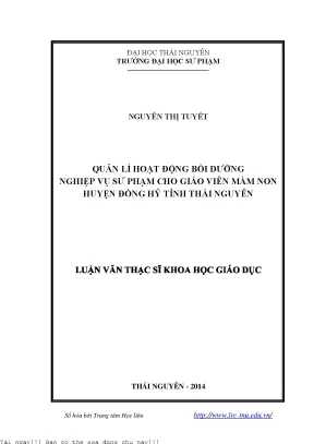 Quản Lý Hoạt Động Bồi Dưỡng Nghiệp Vụ Sư Phạm Cho Giáo 