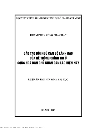 Đào Tạo Đội Ngũ Cán Bộ Lãnh Đạo Hệ Thống Chính Trị Ở Lào