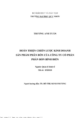 Chiến Lược Kinh Doanh Sản Phẩm Phân Bón Của Công Ty Cổ