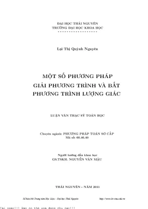 Phương Pháp Giải Phương Trình và Bất Phương Trình Lượng