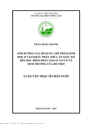 Ảnh Hưởng Của Chế Phẩm Sinh Học B Đến Phân Giải In Sacco