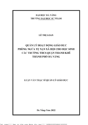 Quản Lý Hoạt Động Giáo Dục Phòng Ngừa Tệ Nạn Xã Hội Cho