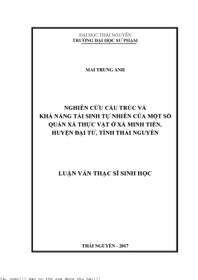 Nghiên Cứu Cấu Trúc và Khả Năng Tái Sinh Tự Nhiên của 
