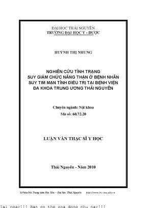 Nghiên cứu suy giảm chức năng thận ở bệnh nhân suy tim