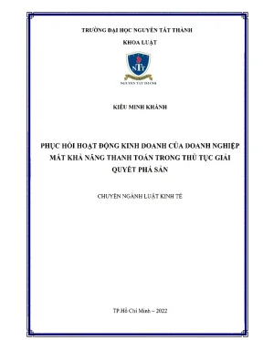Phục Hồi Hoạt Động Kinh Doanh Của Doanh Nghiệp Mất Khả