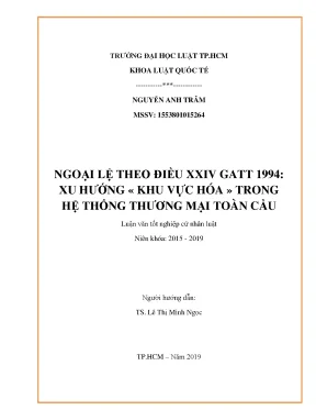 Xu Hướng Khu Vực Hóa Trong Hệ Thống Thương Mại Toàn Cầu