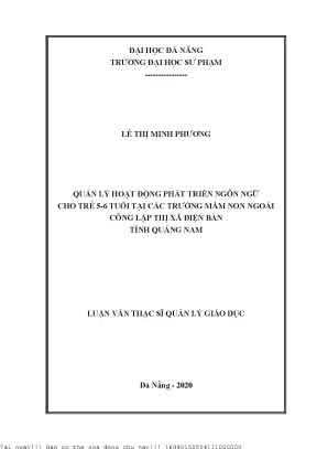 Quản Lý Phát Triển Ngôn Ngữ Cho Trẻ 5-6 Tuổi Tại Trường