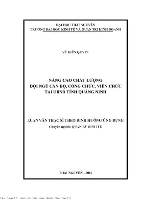Nâng Cao Chất Lượng Đội Ngũ Cán Bộ Tại UBND Tỉnh Quảng Ninh