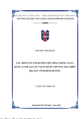 Những Nhân Tố Ảnh Hưởng Đến Hoạt Động Ngân Hàng Xanh Tại