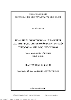 Hoàn thiện quản lý tài chính hoạt động có thu tại Quân