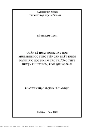 Quản Lý Hoạt Động Dạy Học Môn Sinh Học Theo Phát Triển
