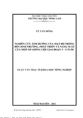 Nghiên Cứu Ảnh Hưởng Của Mật Độ Trồng Đến Sinh Trưởng Và