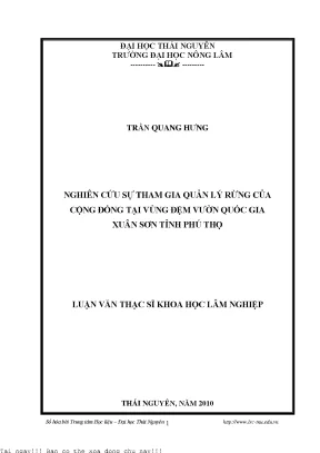 Nghiên Cứu Quản Lý Rừng Cộng Đồng Tại Vườn Quốc Gia Xuân Sơn