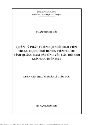Quản Lý Phát Triển Đội Ngũ Giáo Viên Trung Học Cơ Sở Tại