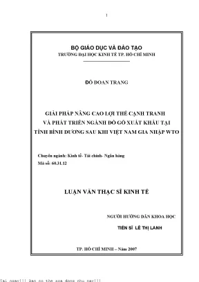 Giải Pháp Nâng Cao Lợi Thế Cạnh Tranh Ngành Đồ Gỗ Xuất