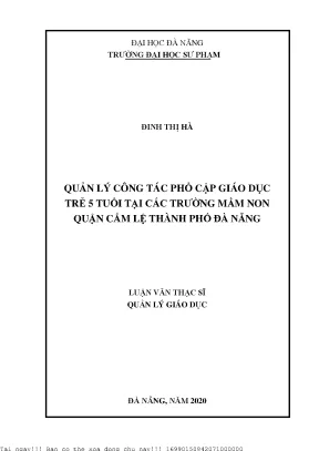 Quản Lý Công Tác Phổ Cập Giáo Dục Trẻ 5 Tuổi Tại Các