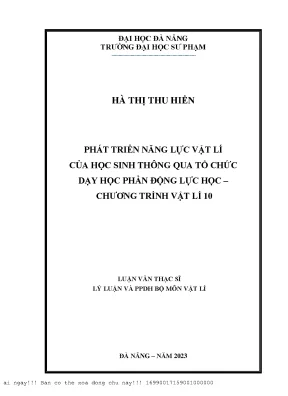 Phát Triển Năng Lực Vật Lý Cho Học Sinh Qua Dạy Học Động 