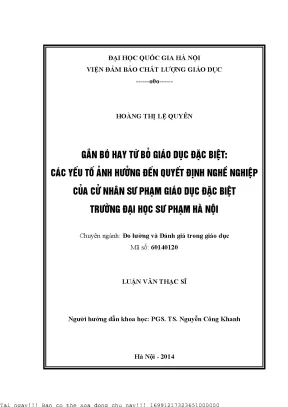 Các Yếu Tố Ảnh Hưởng Đến Quyết Định Nghề Nghiệp Của Cử