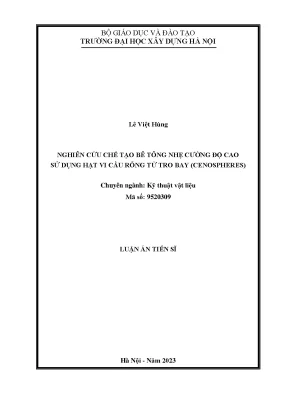 Nghiên Cứu Chế Tạo Bê Tông Nhẹ Cường Độ Cao Từ Hạt Vi