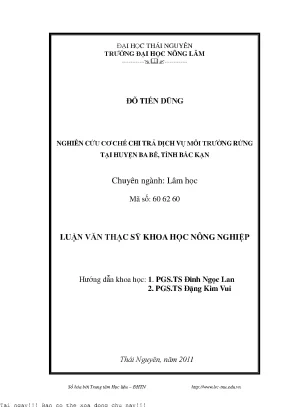 Nghiên Cứu Chi Trả Dịch Vụ Môi Trường Rừng Tại Huyện Ba