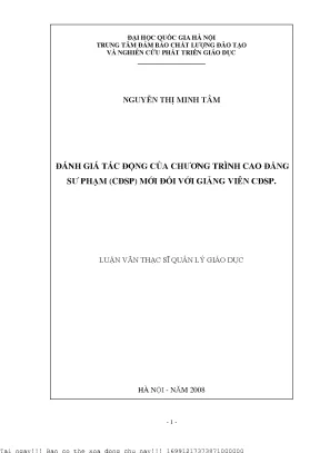 Đánh Giá Tác Động Chương Trình Cao Đẳng Sư Phạm Mới Đối