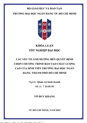 Các Yếu Tố Ảnh Hưởng Đến Quyết Định Chọn Chương Trình