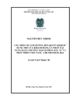 Những Nhân Tố Ảnh Hưởng Đến Quyết Định Sử Dụng Thẻ Ngân