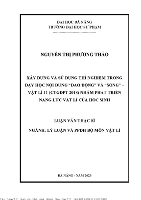 Phát Triển Năng Lực Vật Lý Qua Thí Nghiệm Trong Dạy Học 