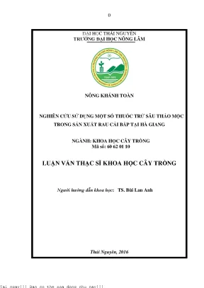 Nghiên Cứu Sử Dụng Thuốc Trừ Sâu Thảo Mộc Trong Sản Xuất