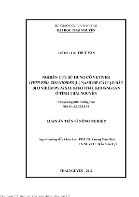 Nghiên Cứu Sử Dụng Cỏ Vetiver Cải Tạo Đất Ô Nhiễm Pb, As