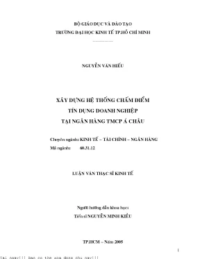 Xây Dựng Hệ Thống Chấm Điểm Tín Dụng Doanh Nghiệp Tại
