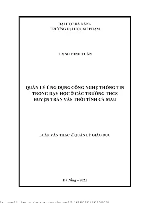 Quản Lý Ứng Dụng Công Nghệ Thông Tin Trong Dạy Học Ở