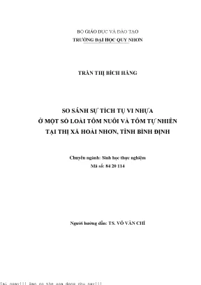 So Sánh Sự Tích Tụ Vi Nhựa Ở Tôm Nuôi Và Tôm Tự Nhiên