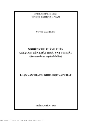 Nghiên Cứu Thành Phần Aglycon Của Loài Thực Vật Tri Mẫu