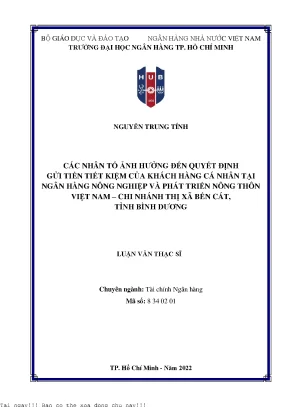 Các yếu tố ảnh hưởng đến quyết định gửi tiền tiết kiệm