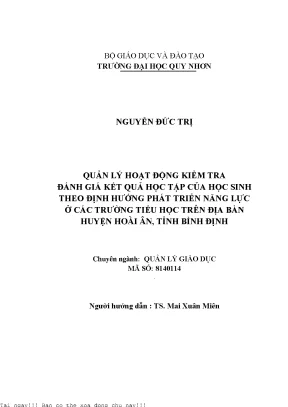 Quản Lý Hoạt Động Kiểm Tra Đánh Giá Kết Quả Học Tập Tại