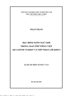 Đặc Điểm Ngôn Ngữ Giới Trong Giao Tiếp Tiếng Việt: 