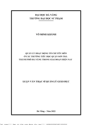Quản Lý Hoạt Động Tổ Chuyên Môn Tại Trường Tiểu Học Quận