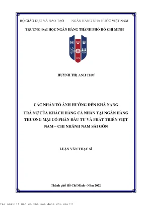 Những Nhân Tố Ảnh Hưởng Đến Khả Năng Trả Nợ Của Khách