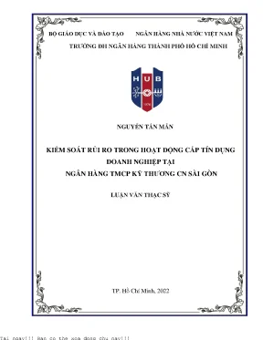 Kiểm Soát Rủi Ro Tín Dụng Doanh Nghiệp Tại Ngân Hàng