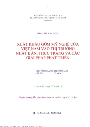 Xuất Khẩu Gốm Mỹ Nghệ Việt Nam Sang Nhật Bản: Thực Trạng 