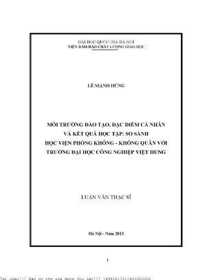 So sánh môi trường đào tạo và kết quả học tập giữa Học