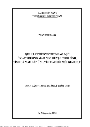 Quản Lý Phương Tiện Giáo Dục Tại Trường Mầm Non Huyện
