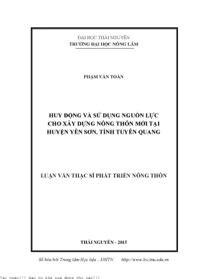 Huy Động và Sử Dụng Nguồn Lực Xây Dựng Nông Thôn Mới Tại