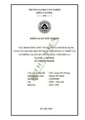 Nghiên Cứu Công Thức Tổ Thành Cây Gỗ Tại Rừng Tự Nhiên 