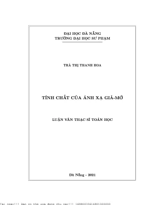 Tính Chất Của Ánh Xạ Thương-Dãy Trong Toán Giải Tích