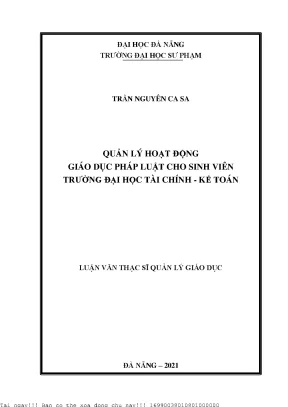 Quản Lý Hoạt Động Giáo Dục Pháp Luật Cho Sinh Viên 