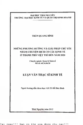 Giải Pháp Chuyển Dịch Cơ Cấu Kinh Tế Thành Phố Việt Trì