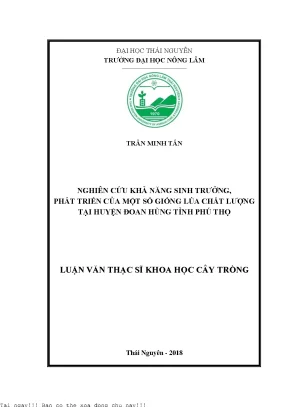 Nghiên Cứu Khả Năng Sinh Trưởng Của Các Giống Lúa Chất